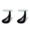 vidaXL Coffee Table Set of 2 High-gloss black Fiberglass, Tempered Glass