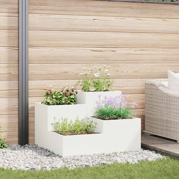 vidaXL Garden Planter White 100 x 100 x 60 cm Steel