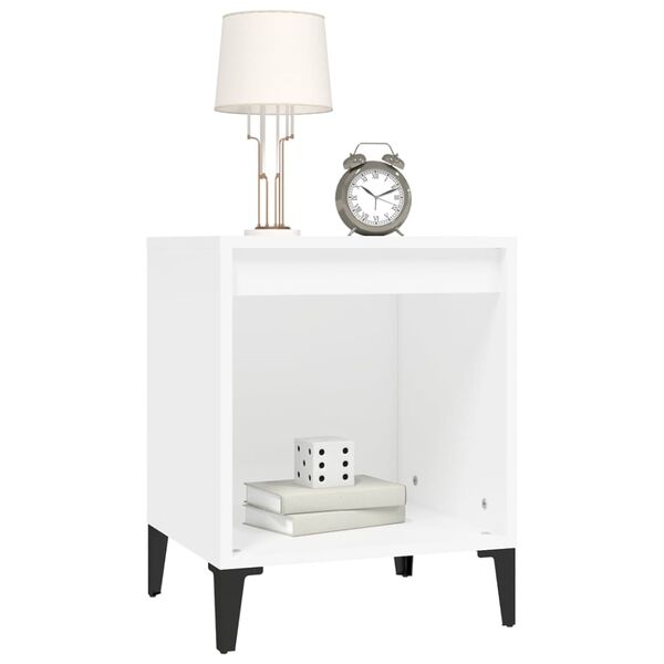 vidaXL Bedside Cabinet Set of 2 White Engineered wood, metal Small