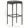 vidaXL Bar Stool Set of 4 Grey PE Rattan Standard Footrest