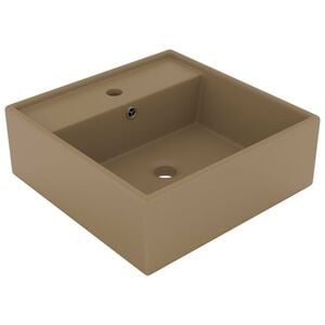 vidaXL Luxury Basin Overflow Square Matt Cream 16.1x16.1" Ceramic