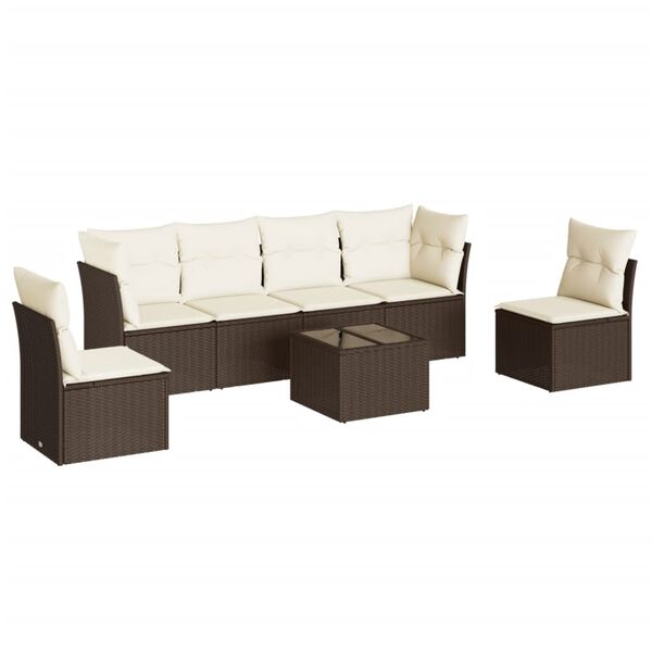 vidaXL Garden Sofa Set Brown PE Rattan Large Modular Garden Sofa Set