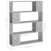 vidaXL Book Cabinet Room Divider Concrete grey Engineered wood
