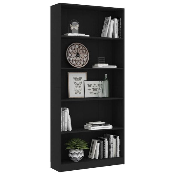 vidaXL Book Cabinet Black Engineered wood Large Book Cabinet