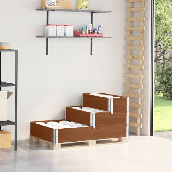 vidaXL Raised Bed Brown Solid pine wood Large Stackable Raised Bed