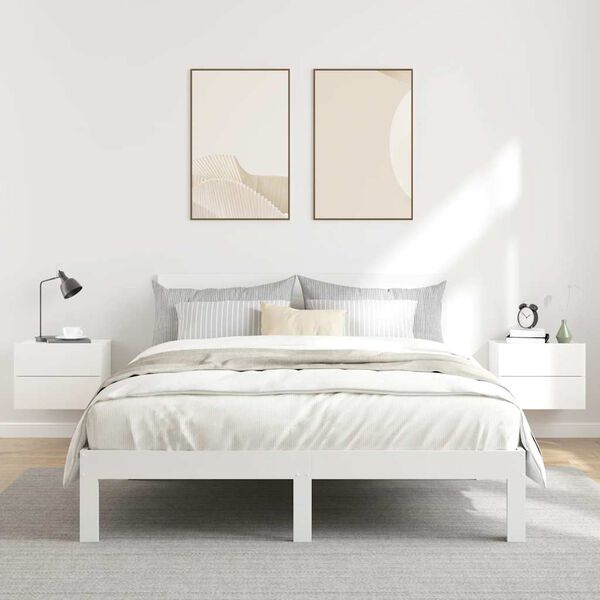 vidaXL Bedside Cabinet Set of 2 High gloss white Engineered wood