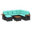 vidaXL 8 Piece Patio Sofa Set with Cushions Black Poly Rattan (US only)