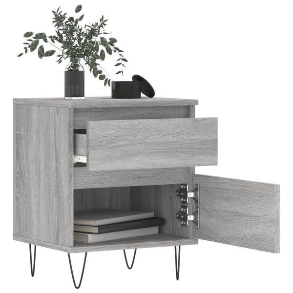 vidaXL Bedside Cabinet Set of 2 Grey Sonoma Engineered wood Medium
