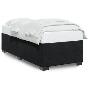 vidaXL Bed Frame Black Velvet, plywood, engineered wood Twin Bed Frame