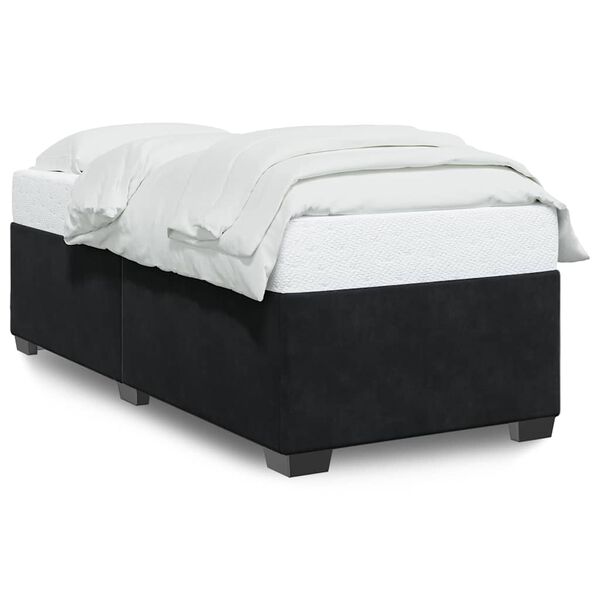 vidaXL Bed Frame Black Velvet, plywood, engineered wood Twin Bed Frame