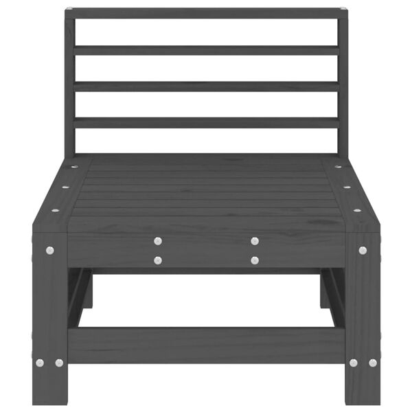 vidaXL Garden Middle Sofa Grey Solid pine wood Medium Modular