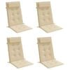vidaXL Highback Chair Cushion Set of 4 Beige