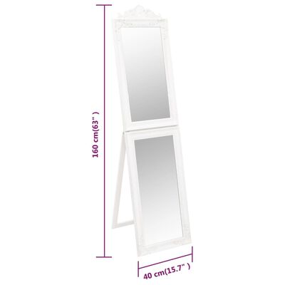 vidaXL Free-Standing Mirror White 15.7"x63"