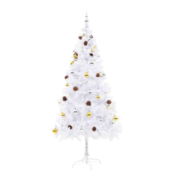 vidaXL Christmas Tree White PVC, steel Medium Christmas Tree