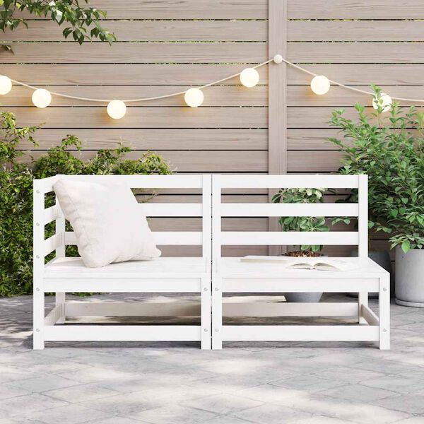 vidaXL Garden Lounge Set White Solid Pinewood Small Modular