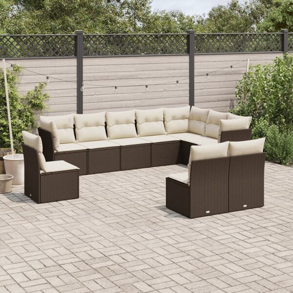 vidaXL Garden Sofa Set Brown PE rattan 10-piece set Modular