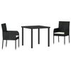 vidaXL Garden Dining Set with Cushion 9 pcs Black Poly Rattan