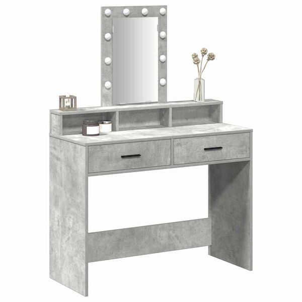 vidaXL Dressing Table Grey 39.37 x 16.14 x 55.12 in Engineered Wood