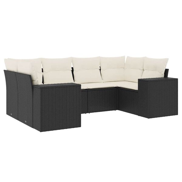 vidaXL Garden Sofa Set Black PE Rattan Large Adjustable Feet