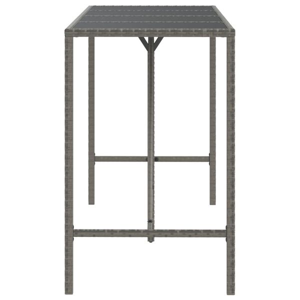 vidaXL Bar Table With Glass Top Grey, Black