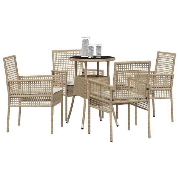 vidaXL Garden Dining Set 5 pcs Beige Poly rattan