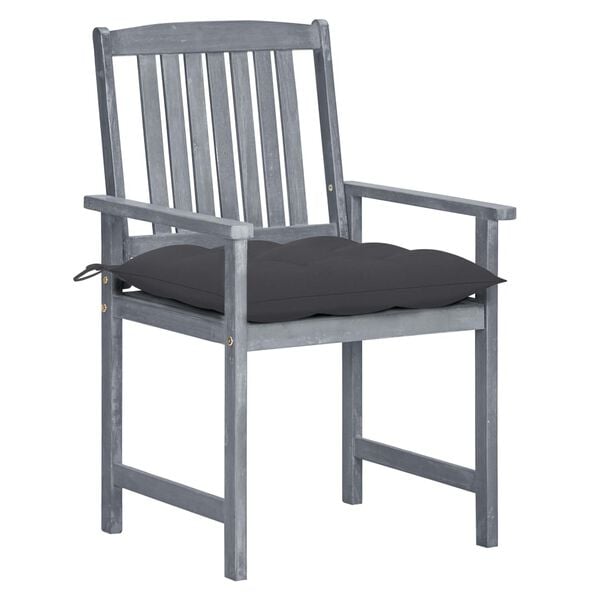 vidaXL Garden Chair Set of 2 Grey Solid Acacia wood Medium Tough