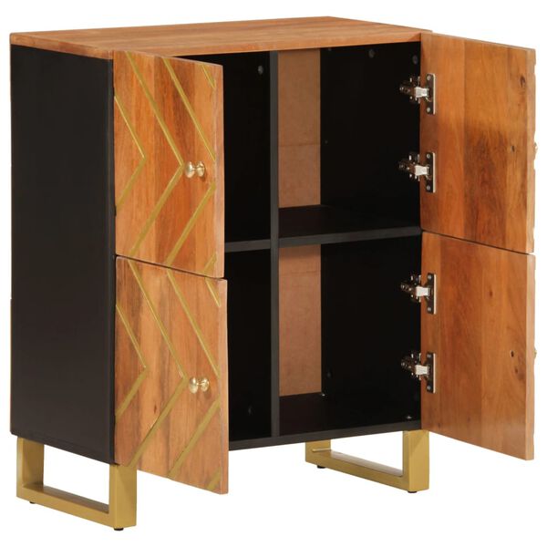 vidaXL Side Cabinet Brown and black Solid mango wood, MDF, iron