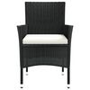 vidaXL Garden Chair Black and Cream White PE rattan, Powder-coated steel