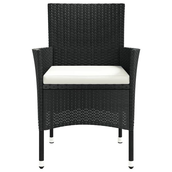 vidaXL Garden Chair Black and Cream White PE rattan, Powder-coated steel