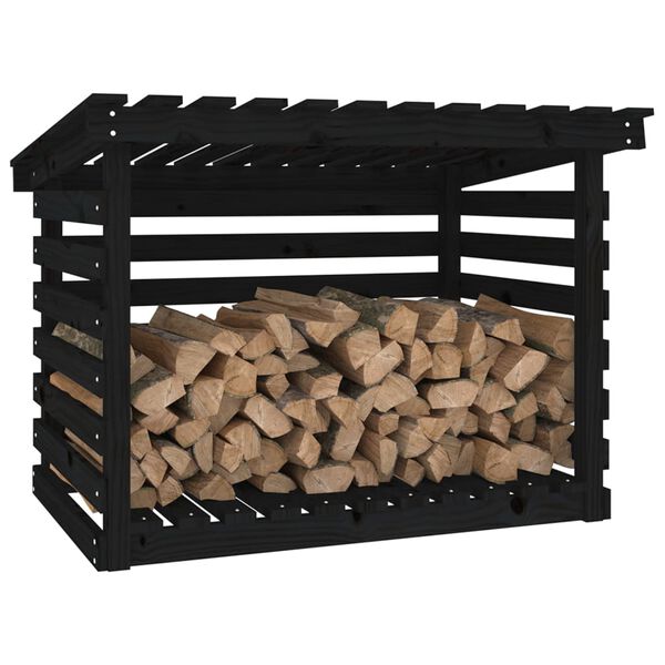 vidaXL Firewood Rack Black 42.5x28.7x31.1" Solid Wood Pine