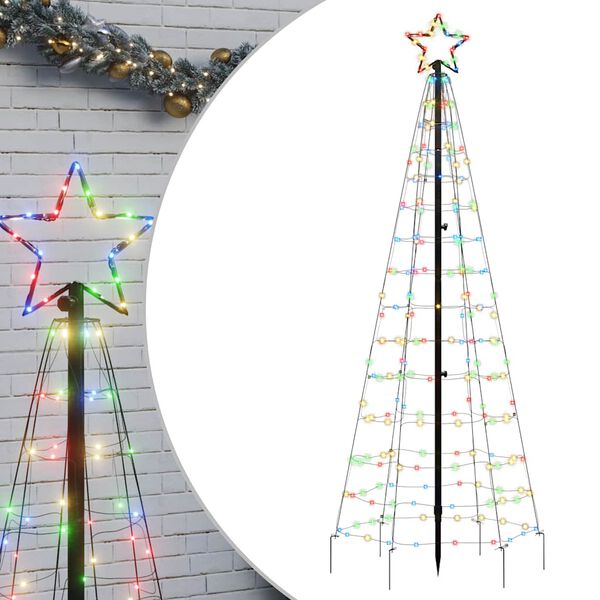 vidaXL LED Christmas Tree Colorful Copper, Iron 70.9 in height Lights