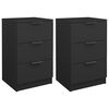 vidaXL Bedside Cabinet Set of 2 Black Engineered wood Medium