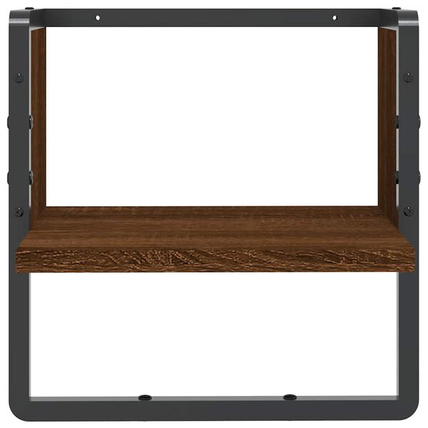 vidaXL Wall Shelf Brown oak Engineered wood, metal Compact Wall mounting