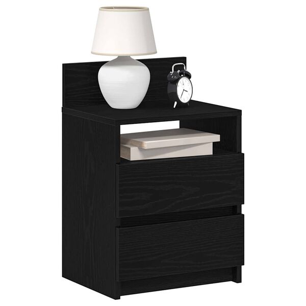 vidaXL Bedside Cabinet Black Engineered wood Medium Bedside Cabinet
