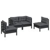 vidaXL Garden Lounge Set Anthracite Solid pine wood, 100% polyester fabric