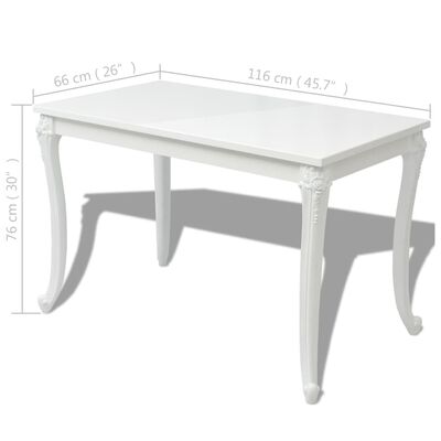 vidaXL Dining Table 45.7"x26"x30" High Gloss White