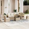vidaXL Garden Sofa Set Beige PE rattan Large Adjustable Feet
