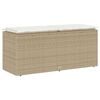 vidaXL Patio Bench with Cushion Beige 43.3x15.7x17.3" Poly Rattan