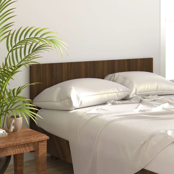 vidaXL Bed Headboard Brown Oak Engineered Wood 63 in Decorative Inlays