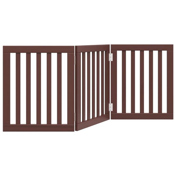 vidaXL Dog Gate Set of 3 Brown Poplar wood 59.1 in long Foldable