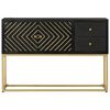 vidaXL Sideboard Black and Gold Solid Mango Wood, Iron Medium Sideboard