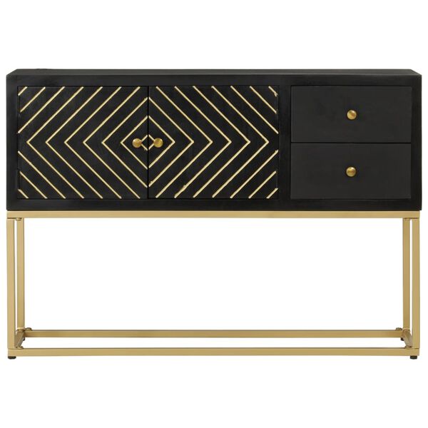 vidaXL Sideboard Black and Gold Solid Mango Wood, Iron Medium Sideboard