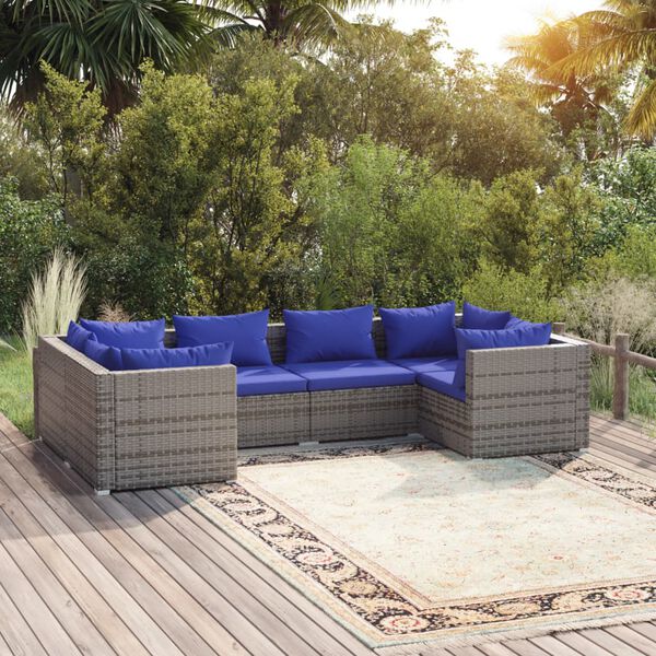 vidaXL Garden Lounge Set Gray, Dark Blue