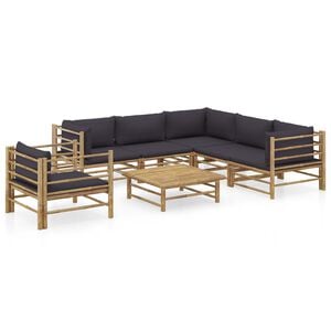 vidaXL Garden Lounge Set Dark Grey, Bamboo Bamboo, Fabric (100% polyester)