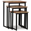 vidaXL Coffee Table Set of 3 Natural Wood, Black Reclaimed Teak, Steel