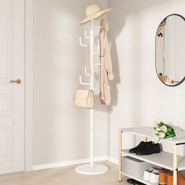vidaXL Coat Stand White Powder-coated iron Large Coat Stand