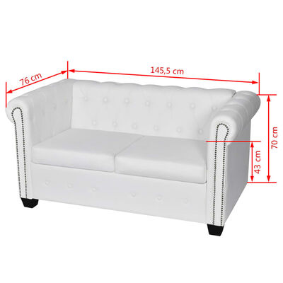 vidaXL Chesterfield 2-Seater Artificial Leather White