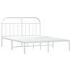 vidaXL Bed Frame White Powder-Coated Steel Double Bed Frame