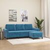 vidaXL 3-Seater Sofa with Footstool Blue 70.9" Velvet