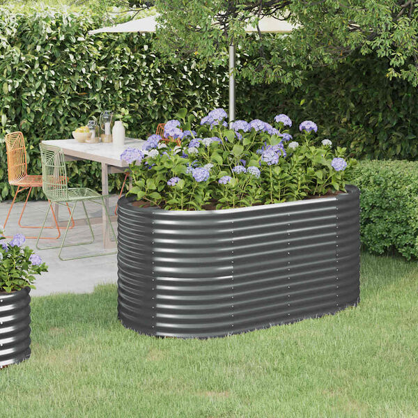 vidaXL Garden Raised Bed Anthracite Powder-coated steel 59.8x31.5x26.8 in